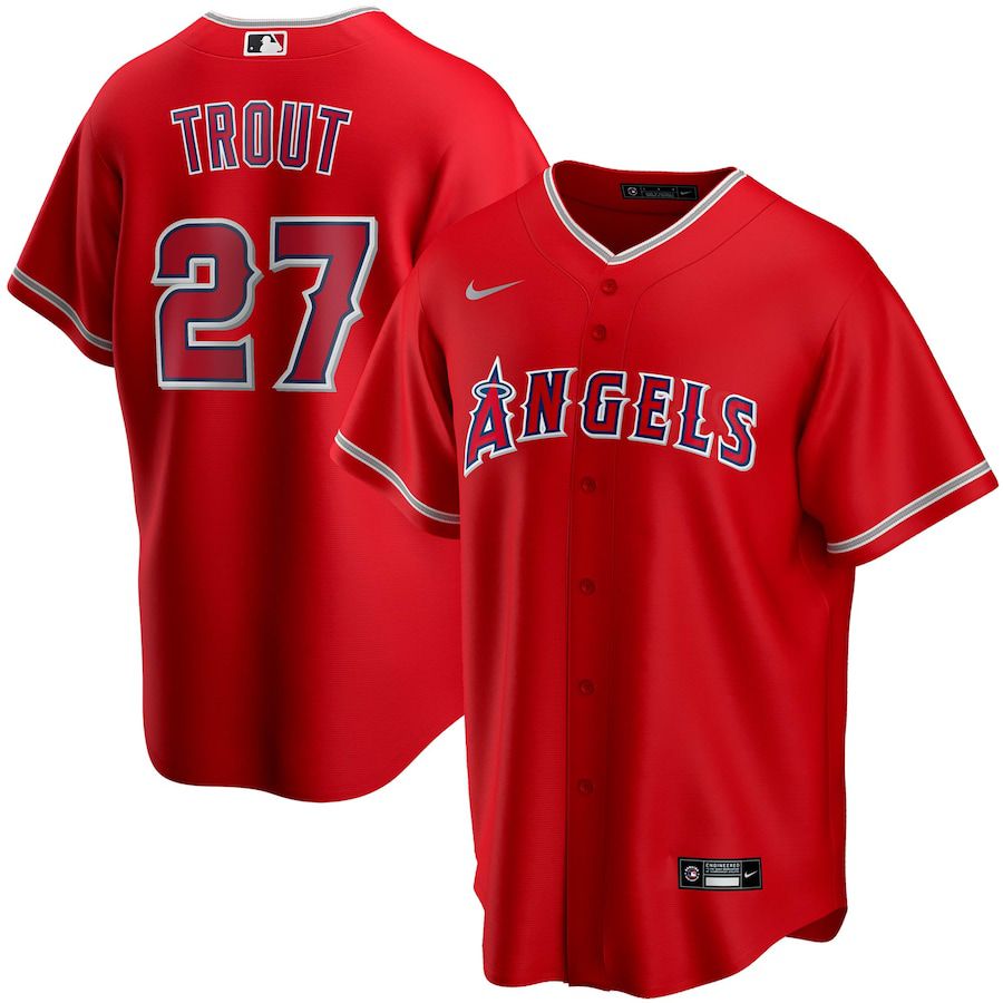 Youth Los Angeles Angels #27 Mike Trout Nike Red Alternate Replica Player MLB Jerseys->women mlb jersey->Women Jersey
